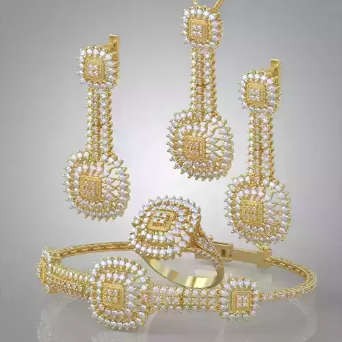 Ring Bracelet Earring and Pendant Set 3D printable model 0007 3D Model Collection