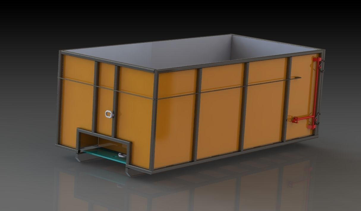 Roll off garbage bin 3D print model_2