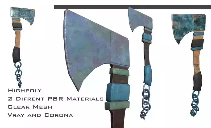 AXE03 axe with chain 3D model