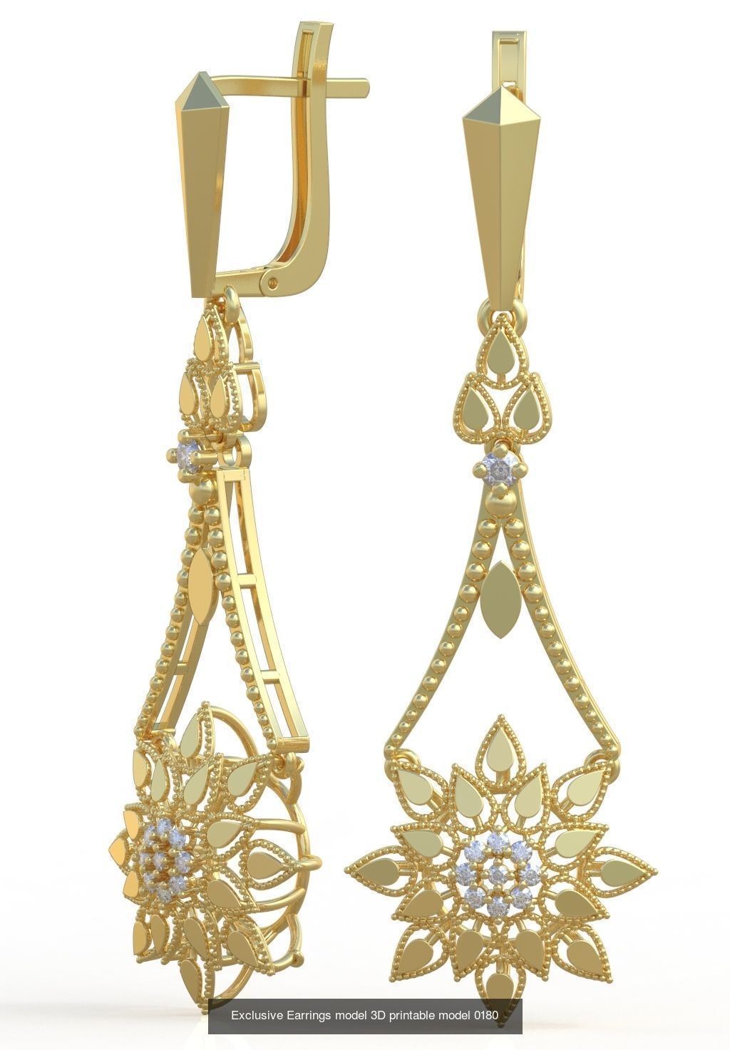 Ring Bracelet Earring and Pendant Set 3D printable model 0010 3D Model Collection_10