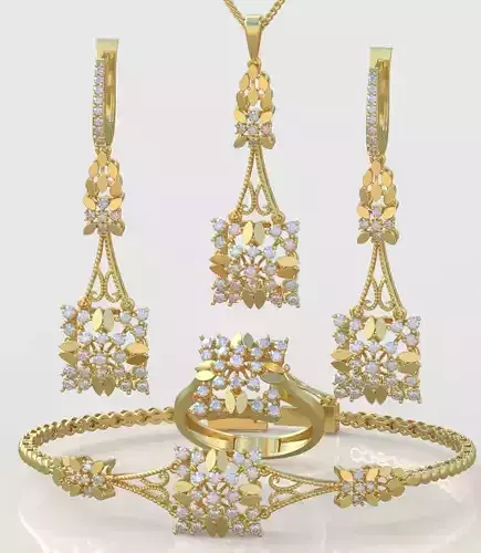 Ring Bracelet Earring and Pendant Set 3D printable model 0011 3D Model Collection