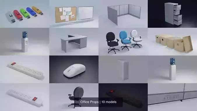 Office Props 3D Model Collection