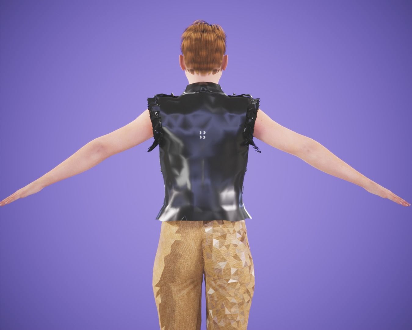 game rigged  girl Low-poly 3D model_9