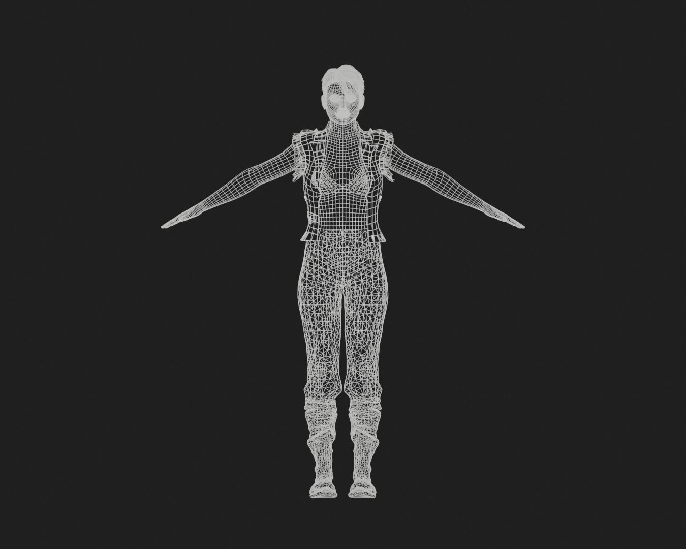 game rigged  girl Low-poly 3D model_12