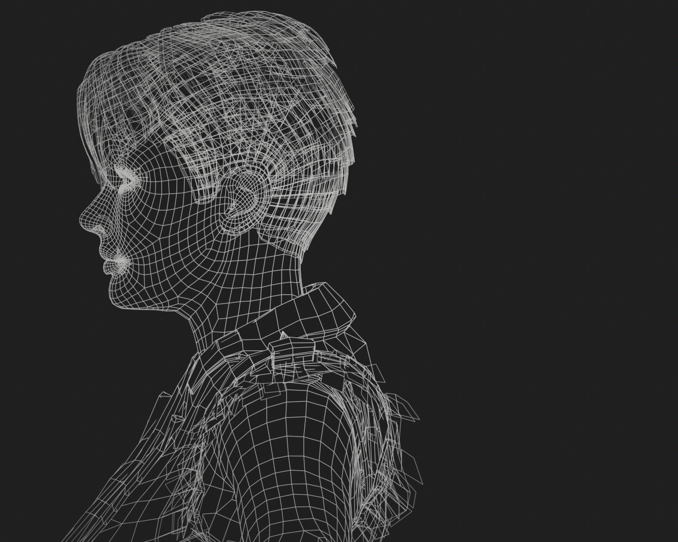 game rigged  girl Low-poly 3D model_10