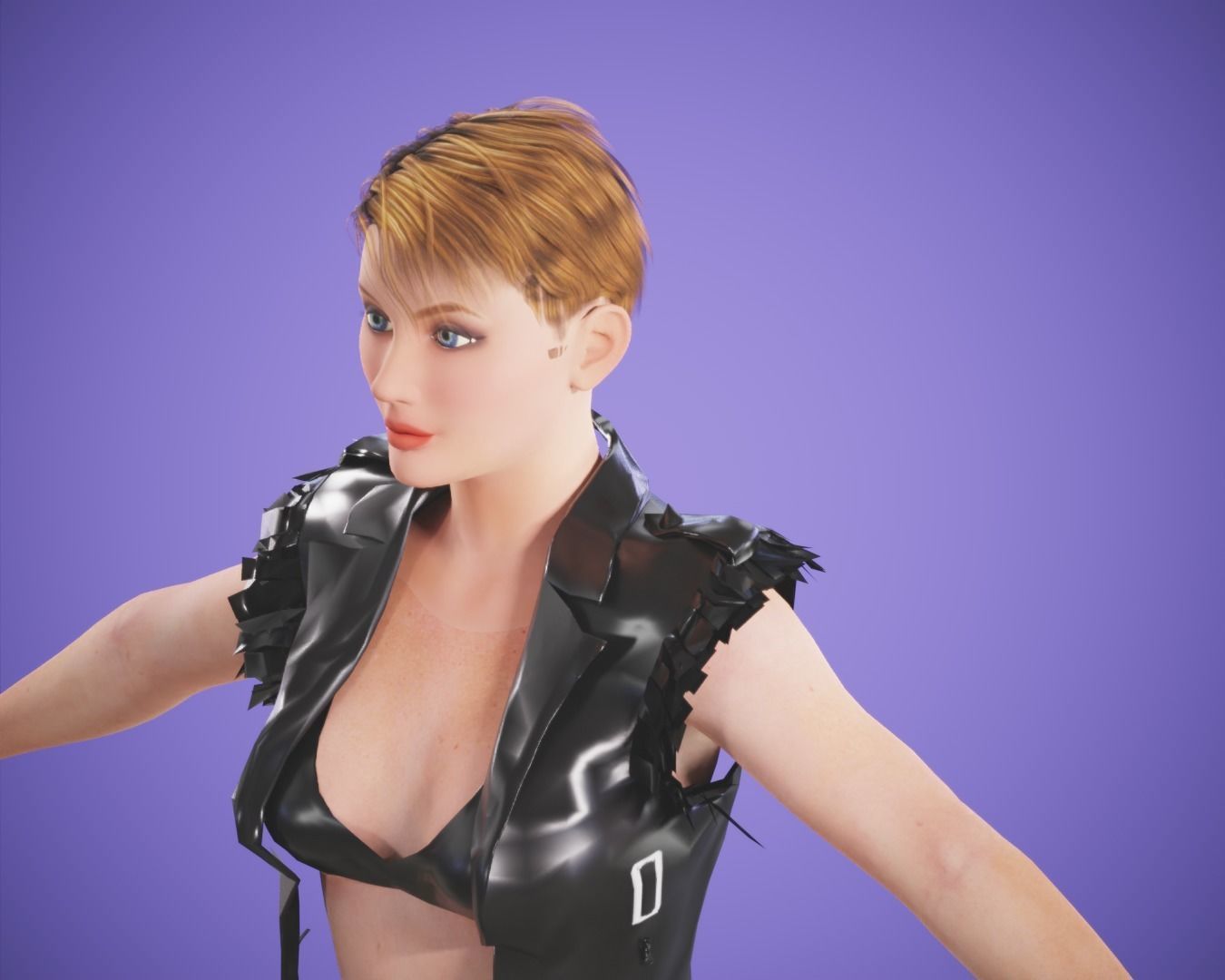 game rigged  girl Low-poly 3D model_6