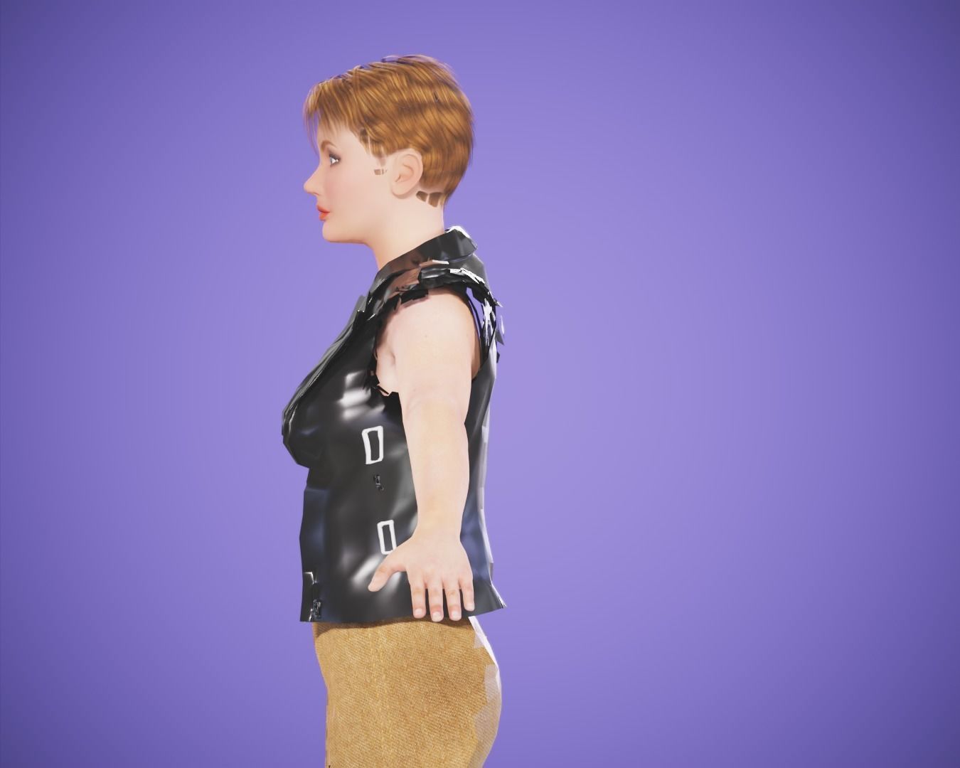 game rigged  girl Low-poly 3D model_8