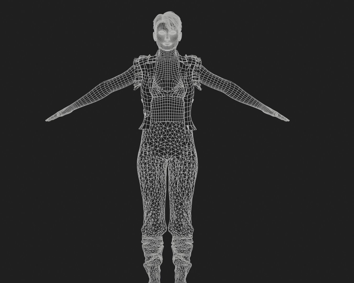 game rigged  girl Low-poly 3D model_11