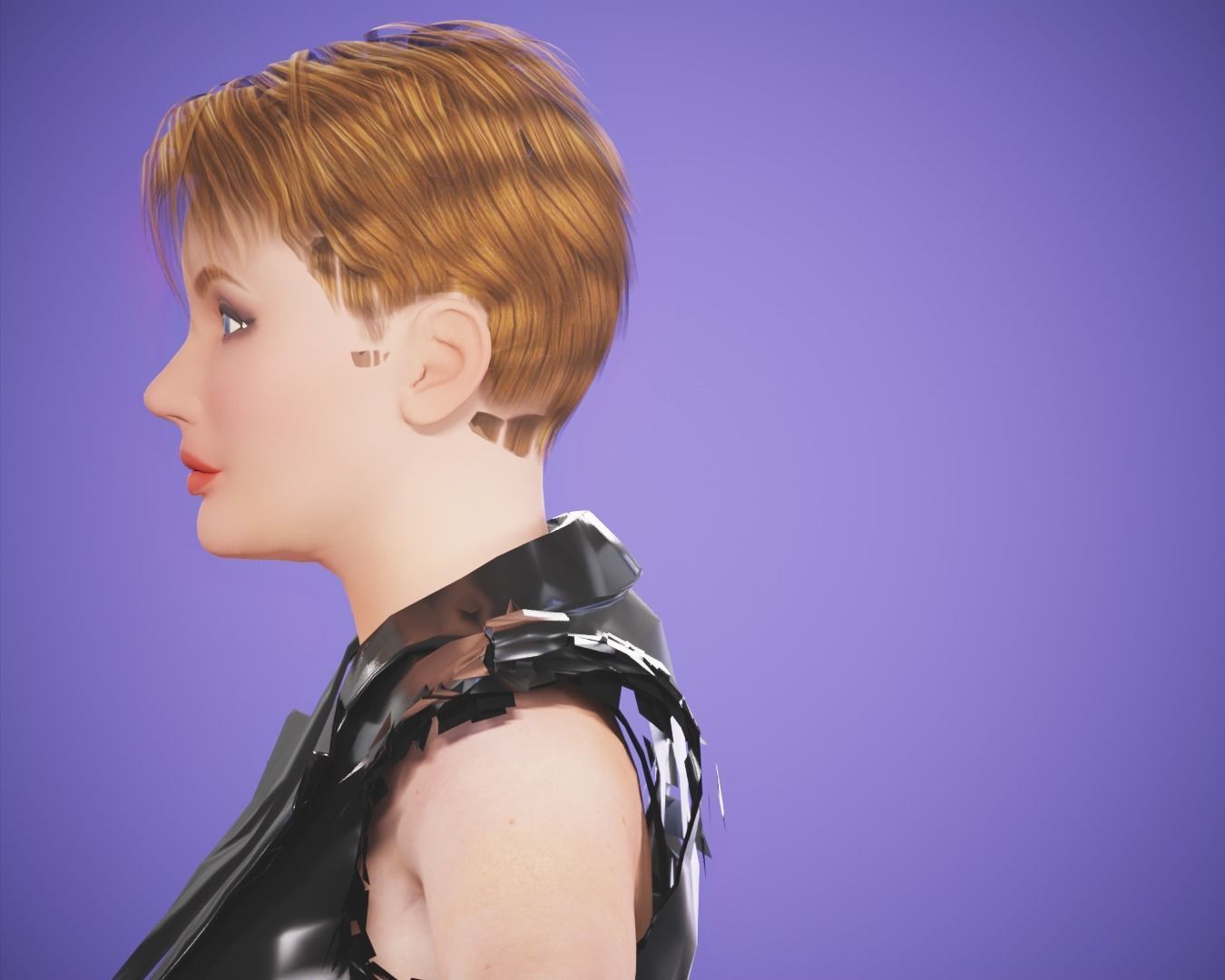 game rigged  girl Low-poly 3D model_5