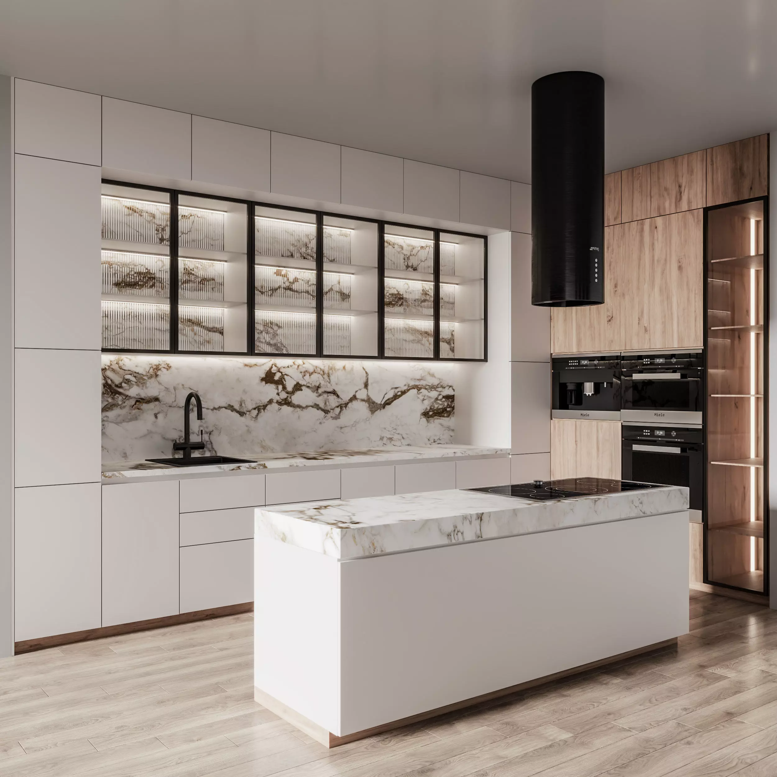 Kitchen020 modern kitchen with marble counter tops 3D model