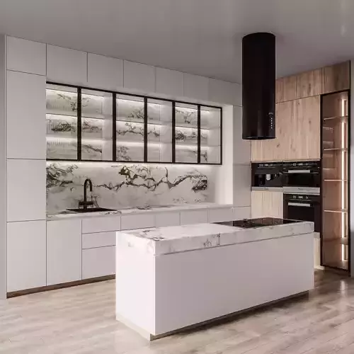 Kitchen020 modern kitchen with marble counter tops 3D model