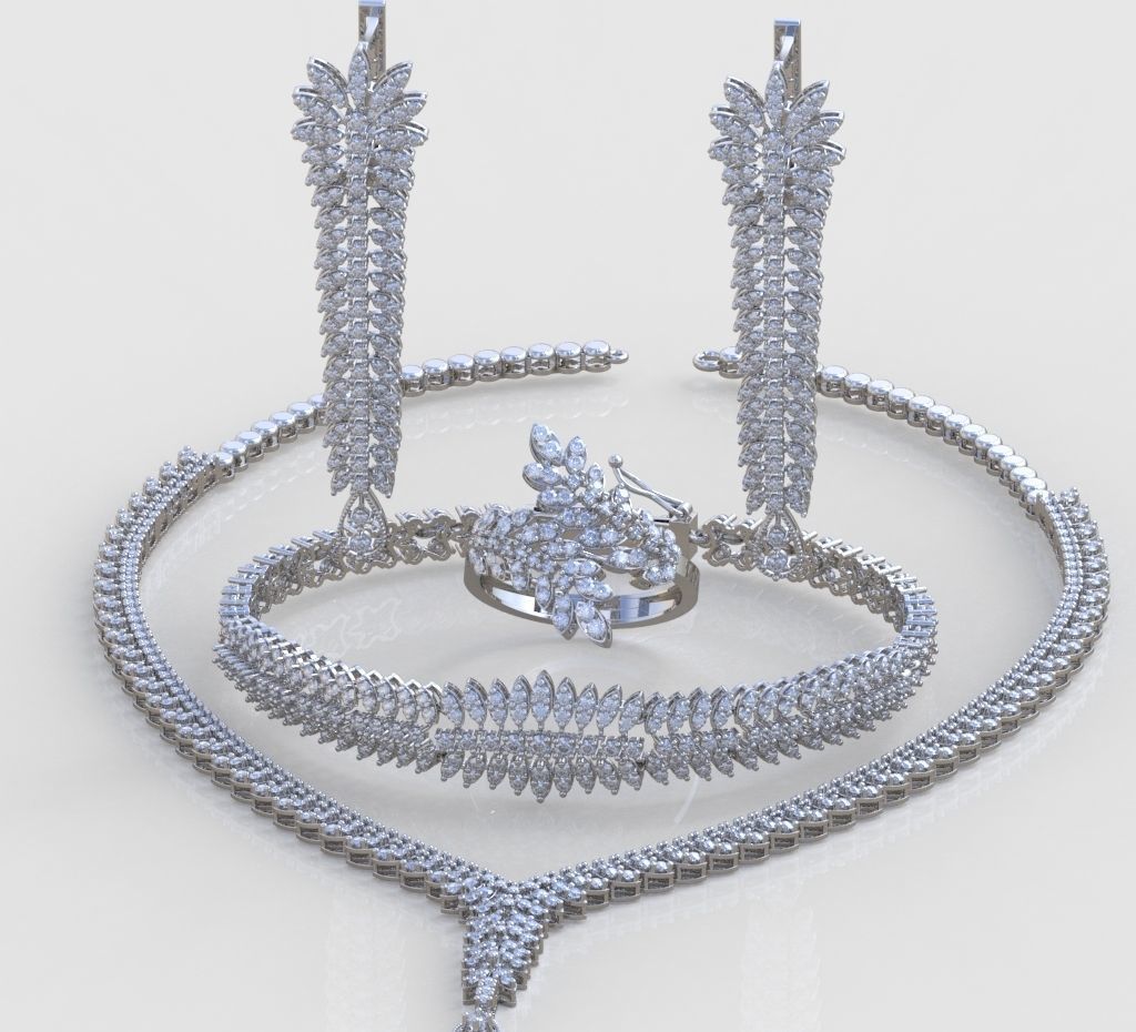 Ring Bracelet Earring and Pendant Set 3D printable model 0012 3D Model Collection_2