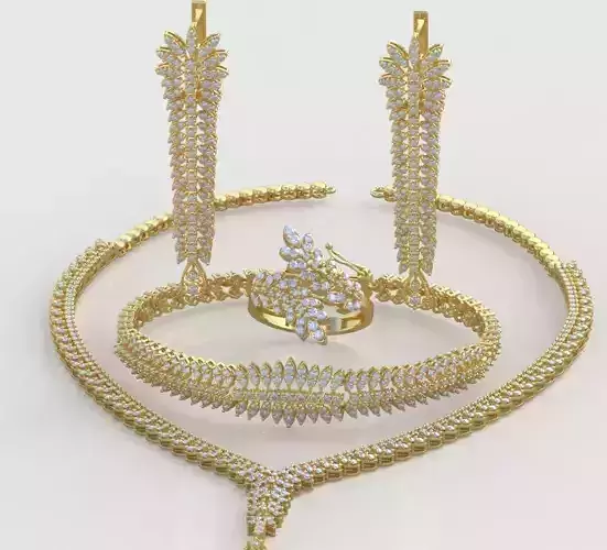 Ring Bracelet Earring and Pendant Set 3D printable model 0012 3D Model Collection