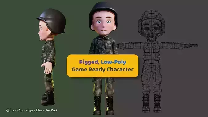 Army Character from Toon Apocalypse Character Set Low-poly 3D model
