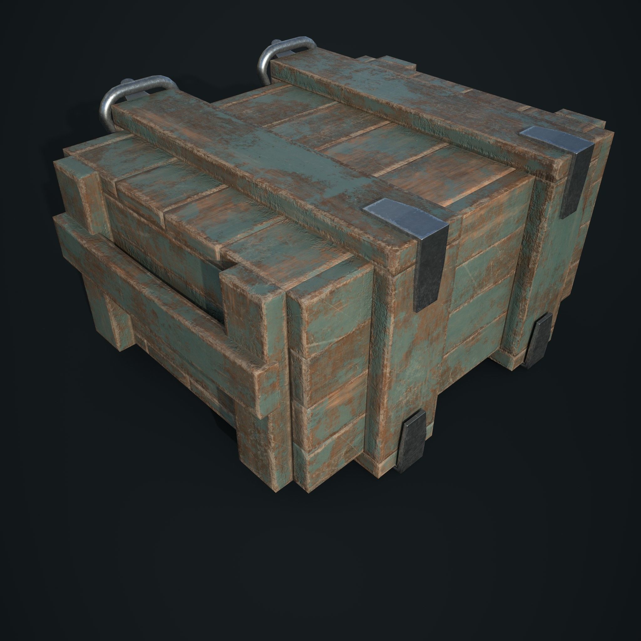 small wooden army box Low-poly 3D model_3