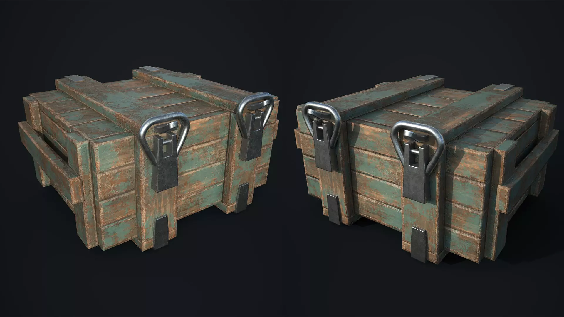 small wooden army box Low-poly 3D model_0