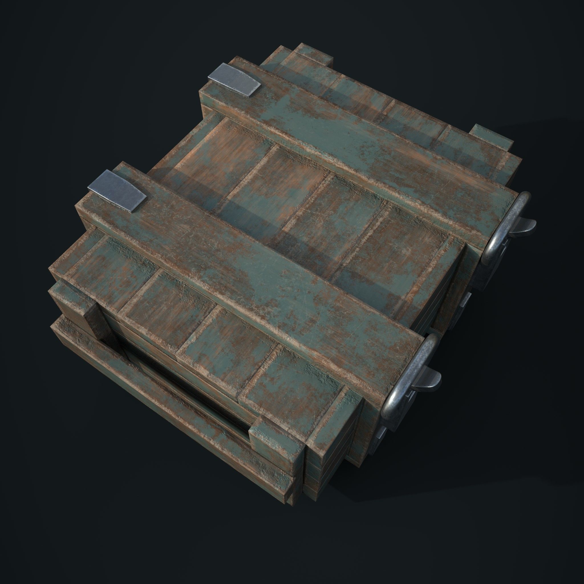 small wooden army box Low-poly 3D model_5