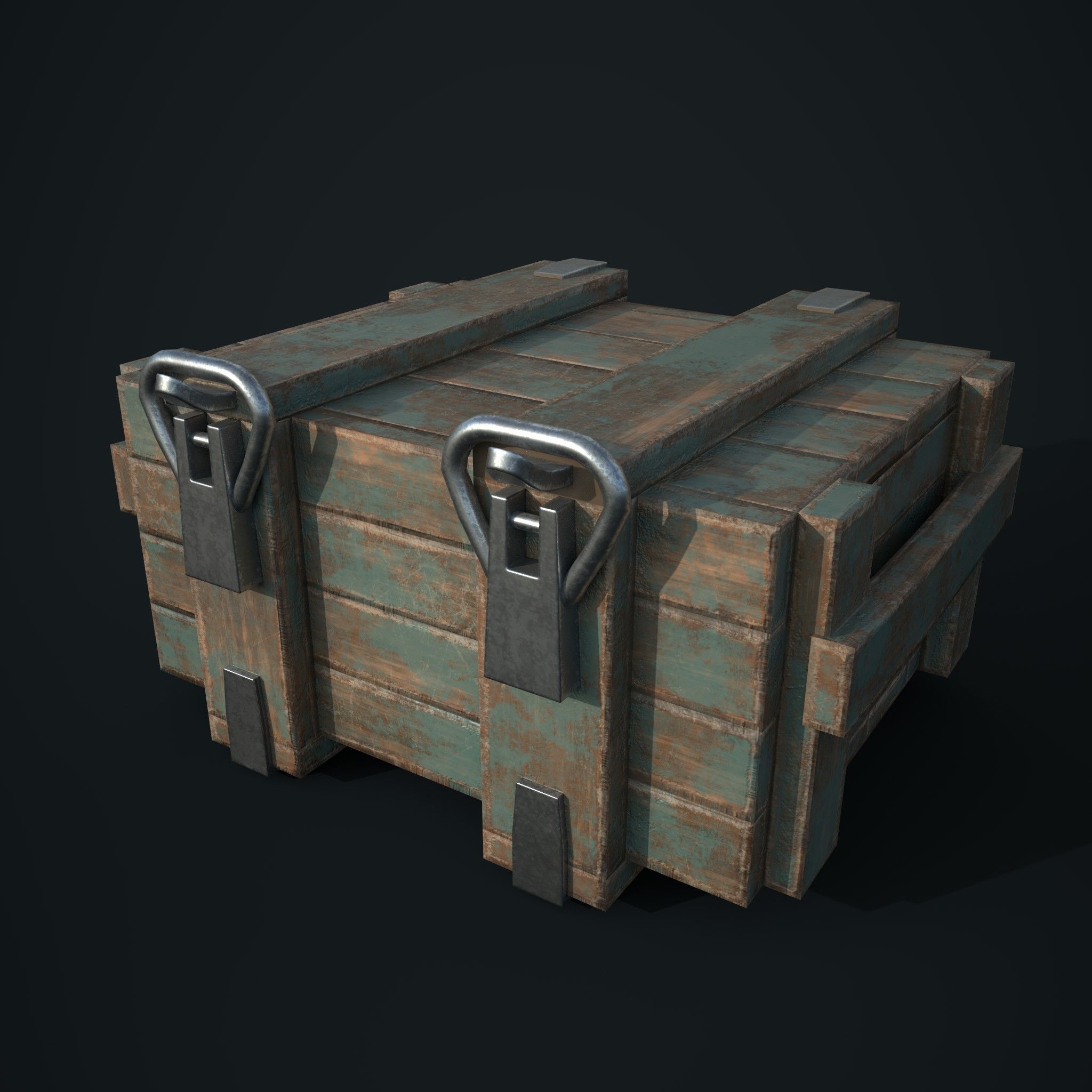 small wooden army box Low-poly 3D model_2