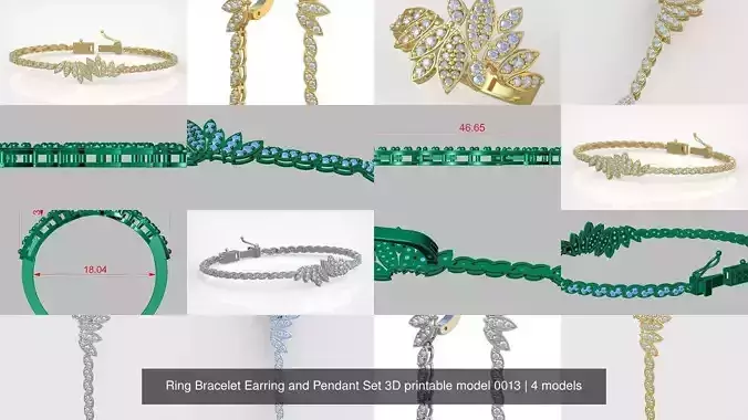 Ring Bracelet Earring and Pendant Set 3D printable model 0013