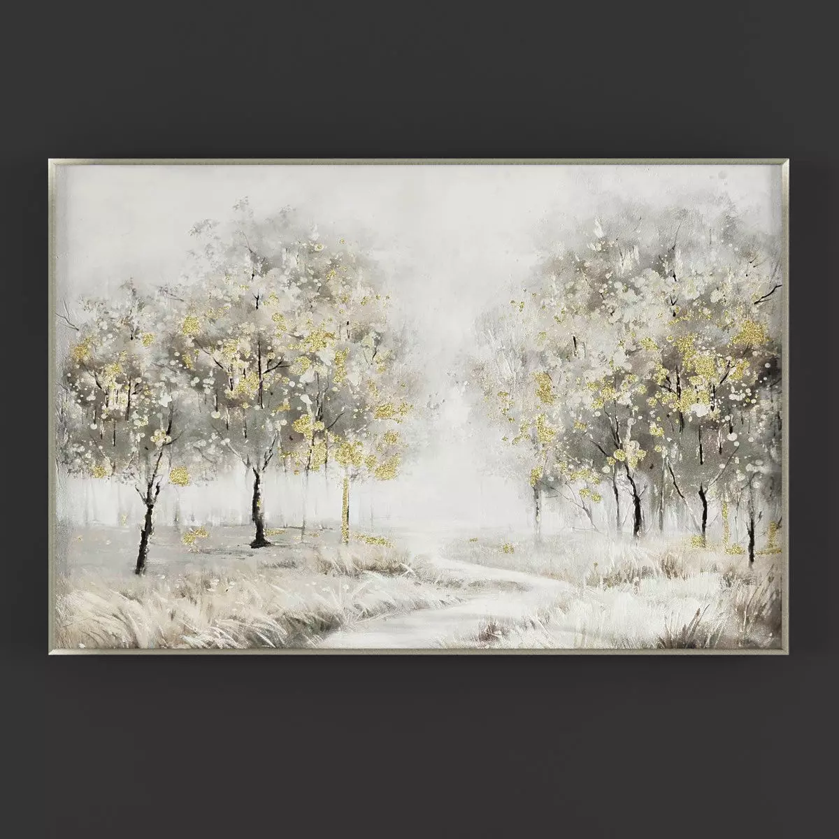 Pictures339 painting of trees in snow Low-poly 3D model_0