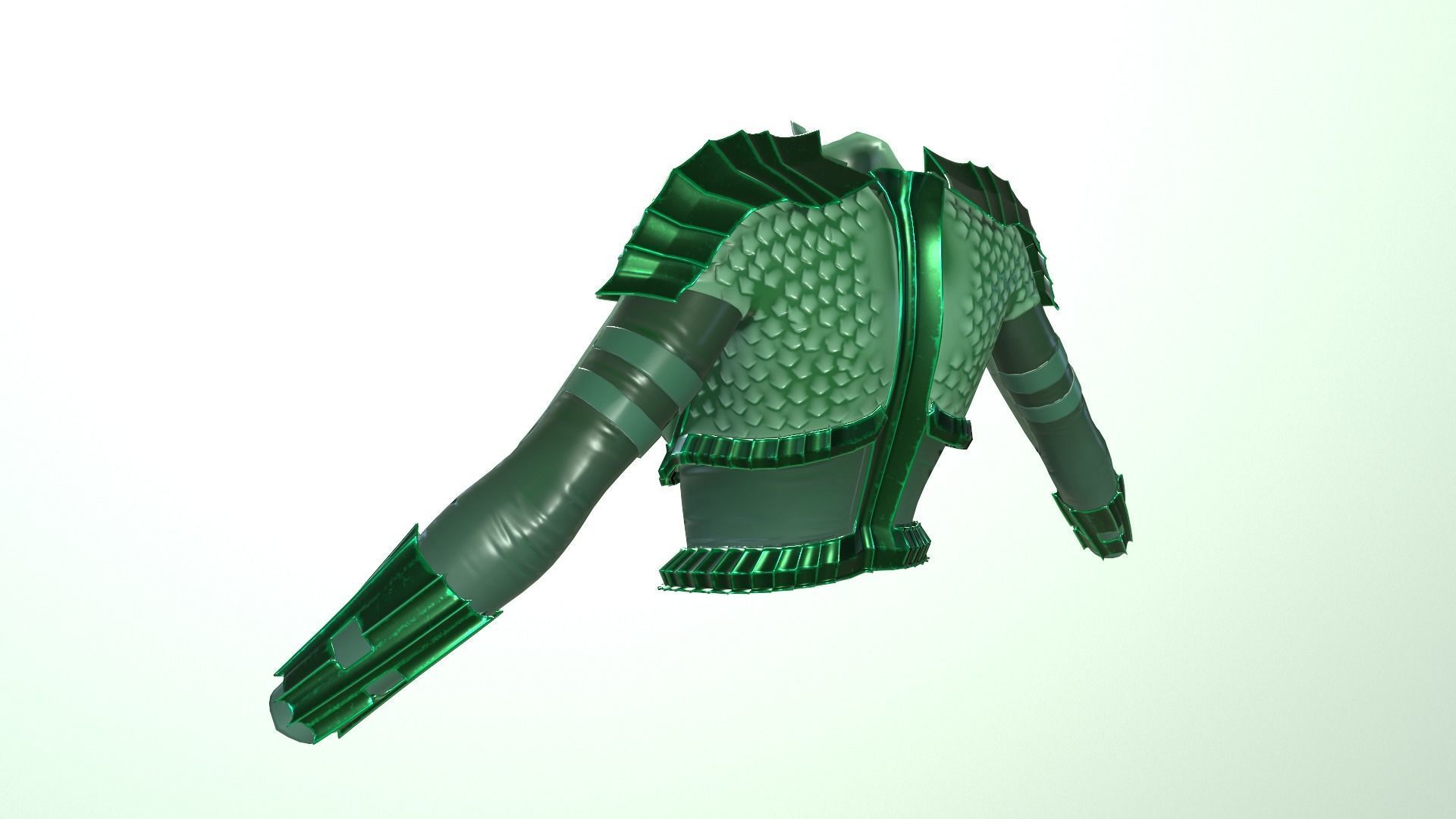 stylized female fantasy green armor Low-poly 3D model_5