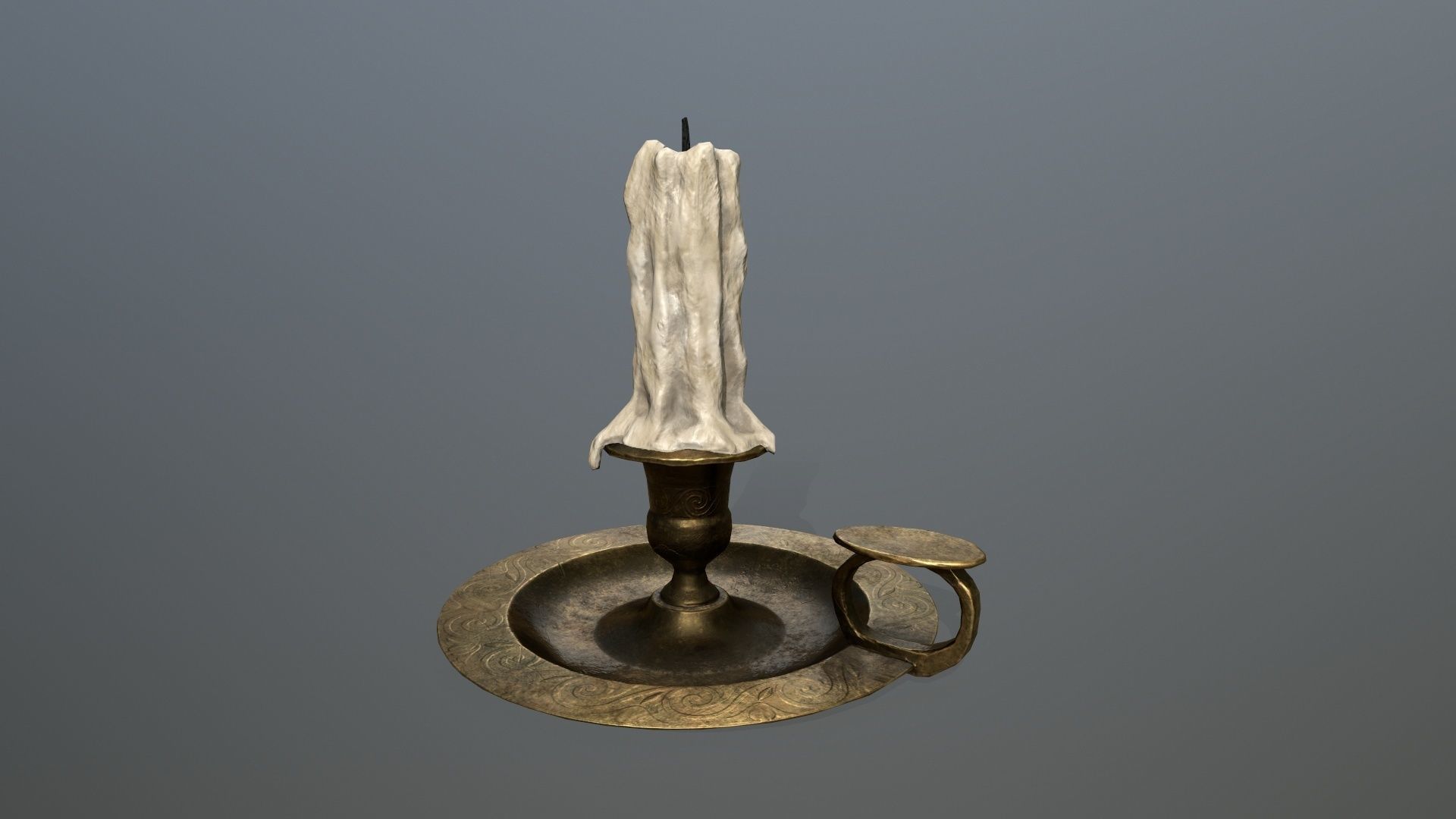 Candlestick candle on plate Low-poly 3D model_7