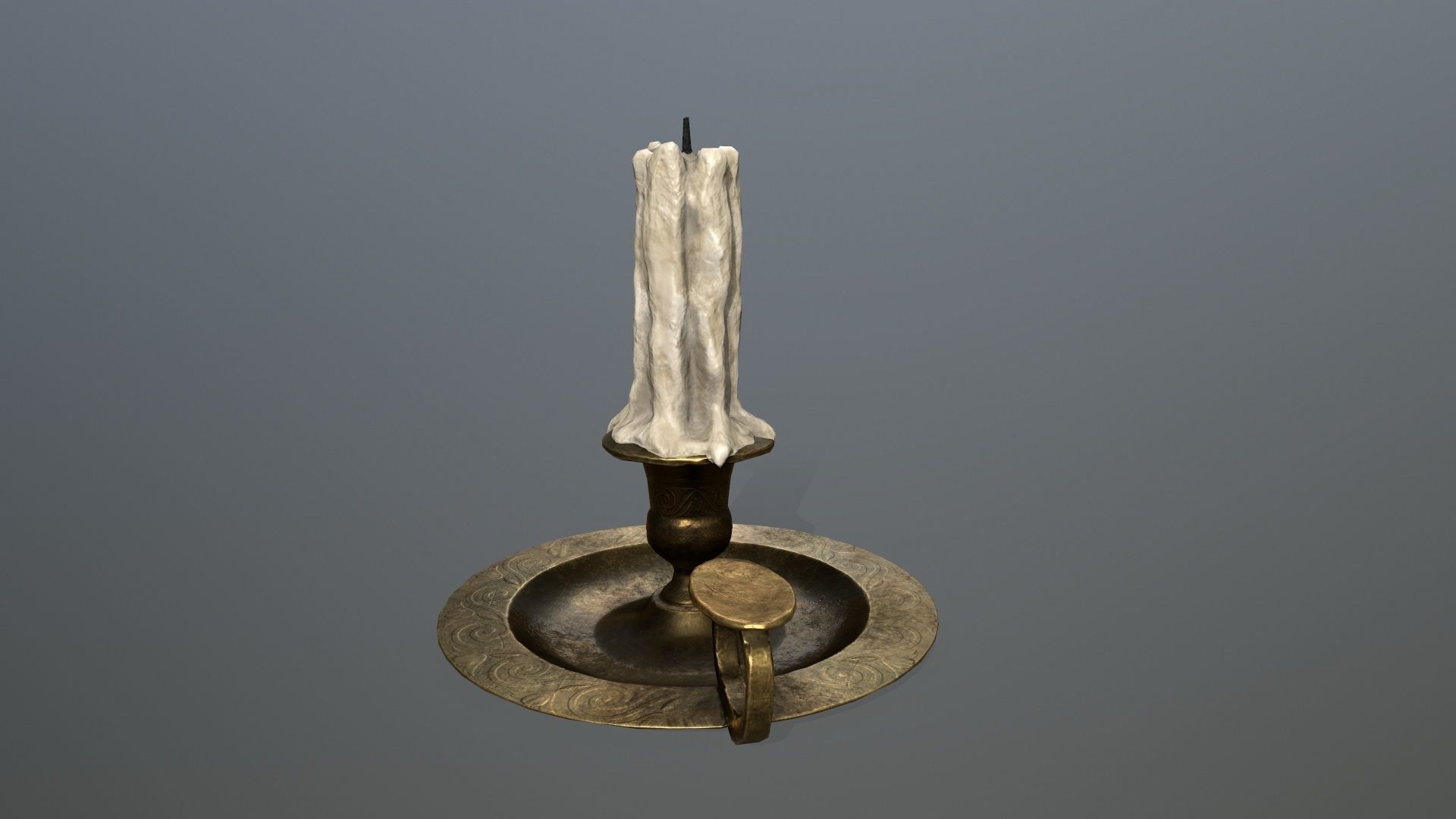 Candlestick candle on plate Low-poly 3D model_6