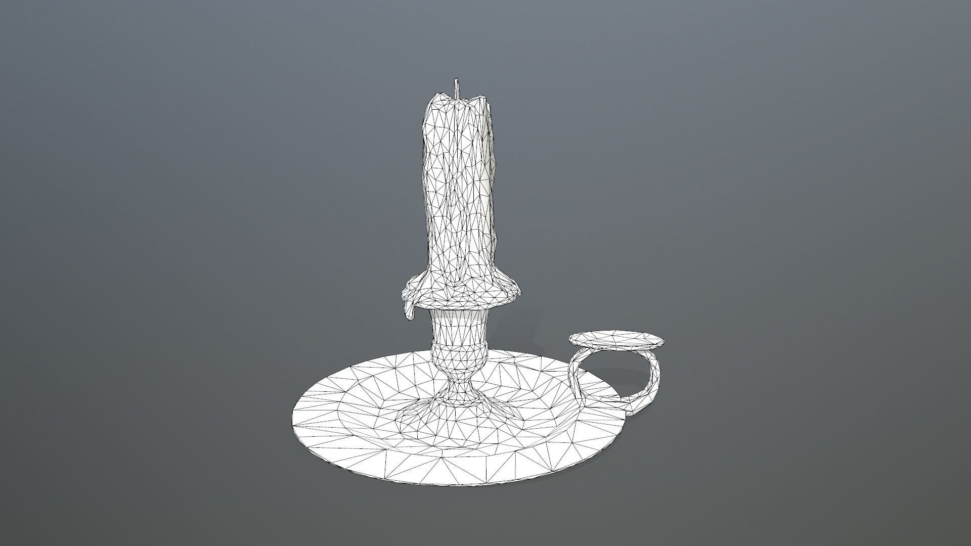 Candlestick candle on plate Low-poly 3D model_11