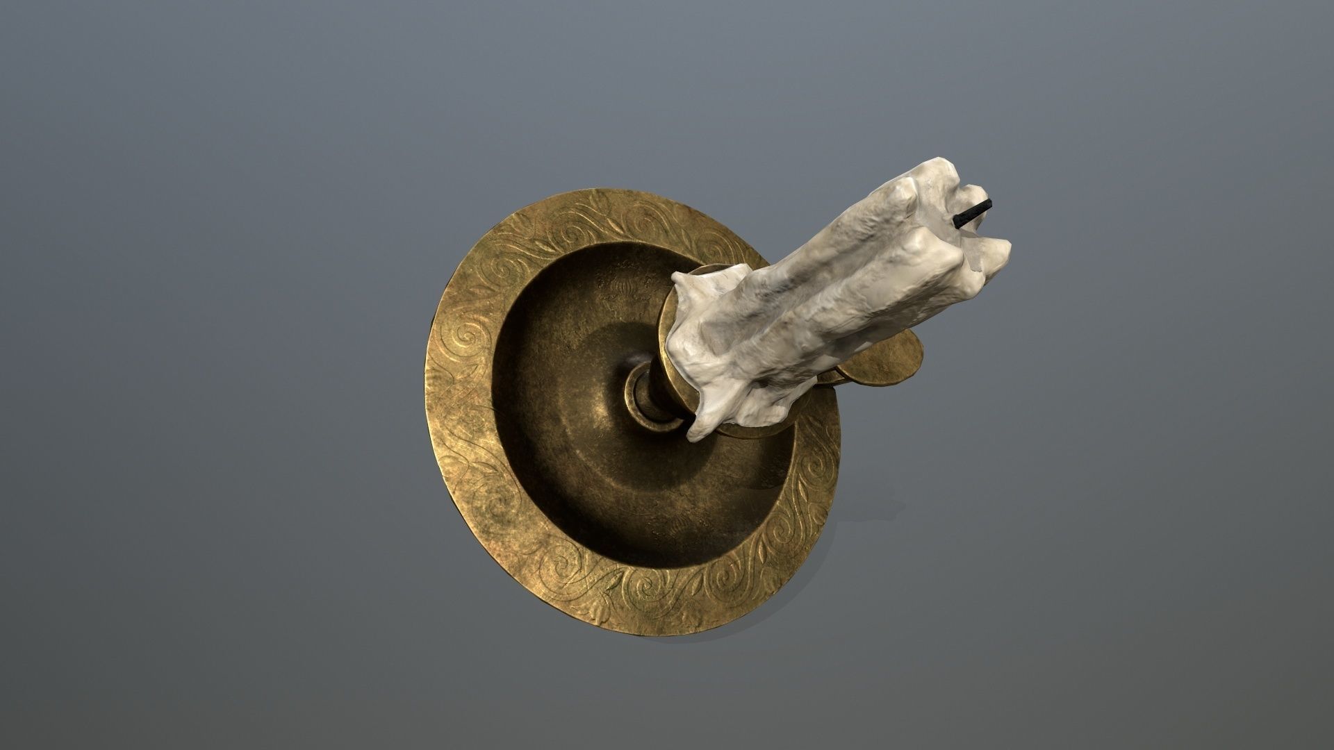 Candlestick candle on plate Low-poly 3D model_9