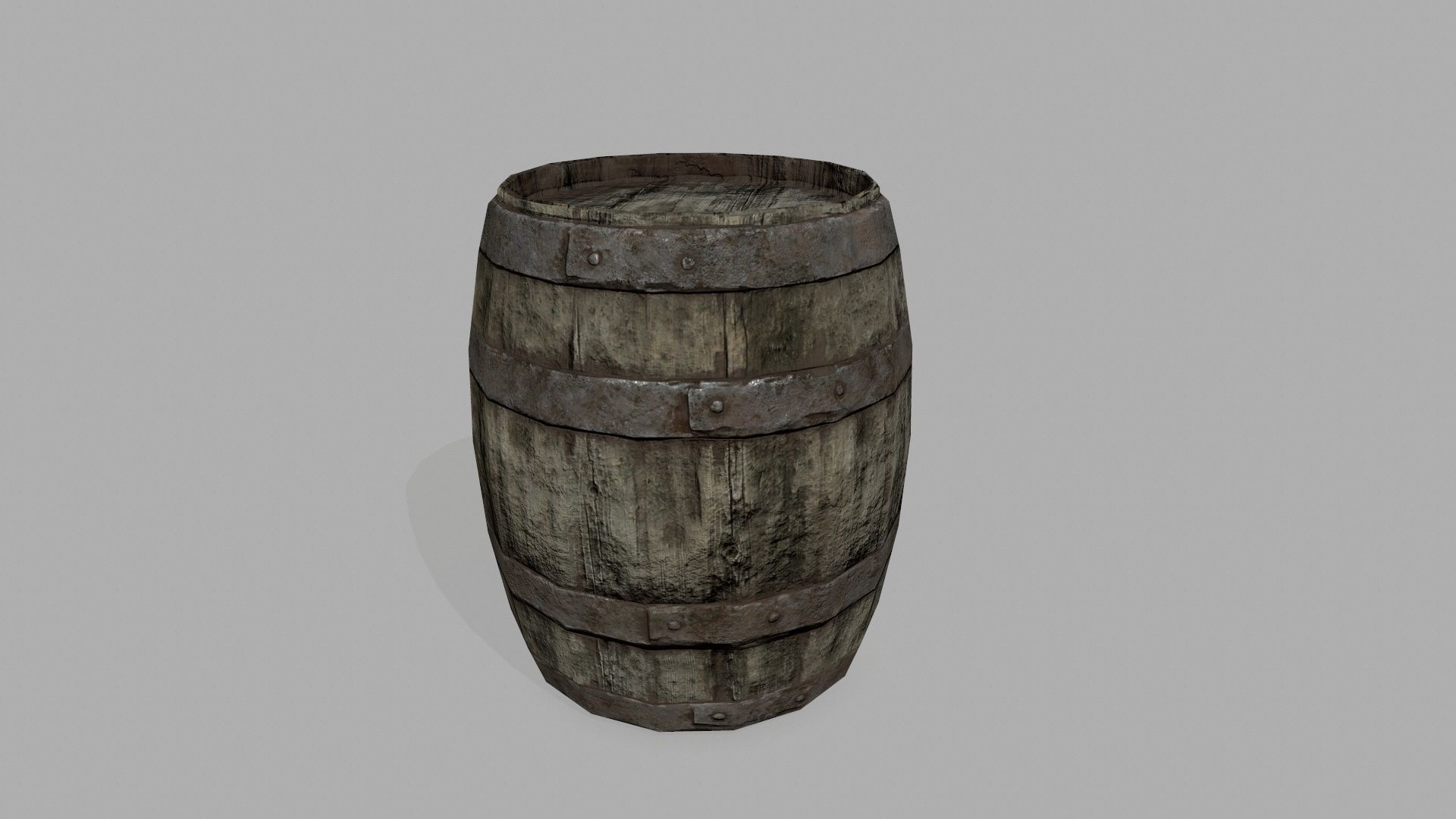Wooden Barrel Low-poly 3D model_1