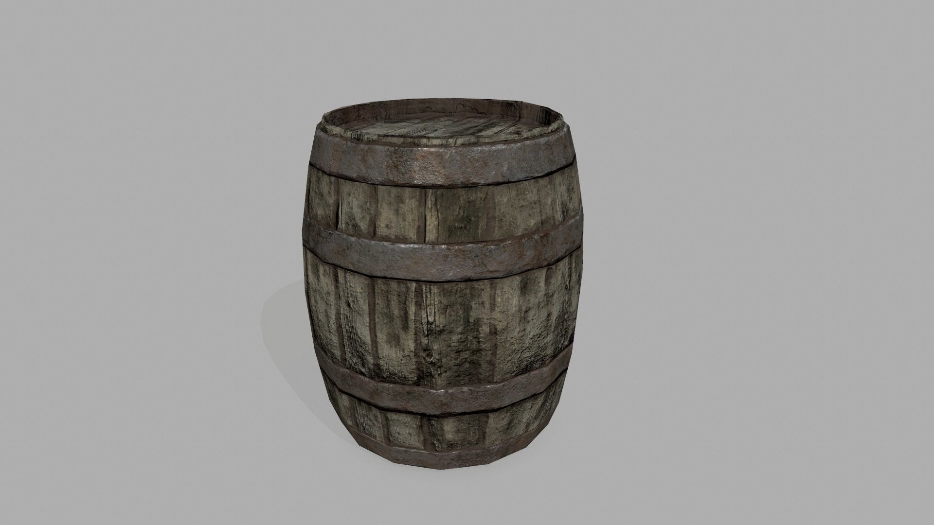 Wooden Barrel Low-poly 3D model_4