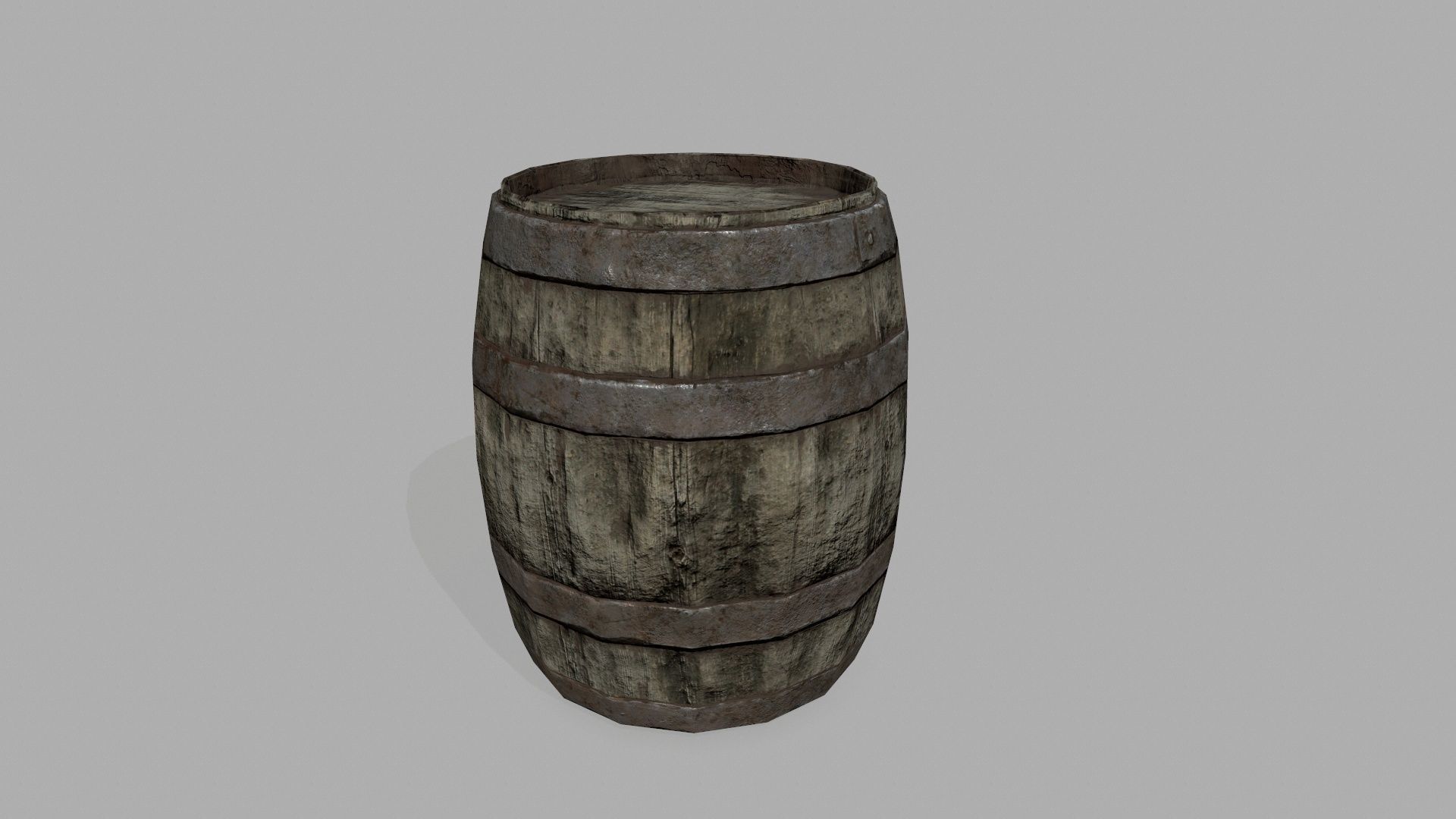 Wooden Barrel Low-poly 3D model_5