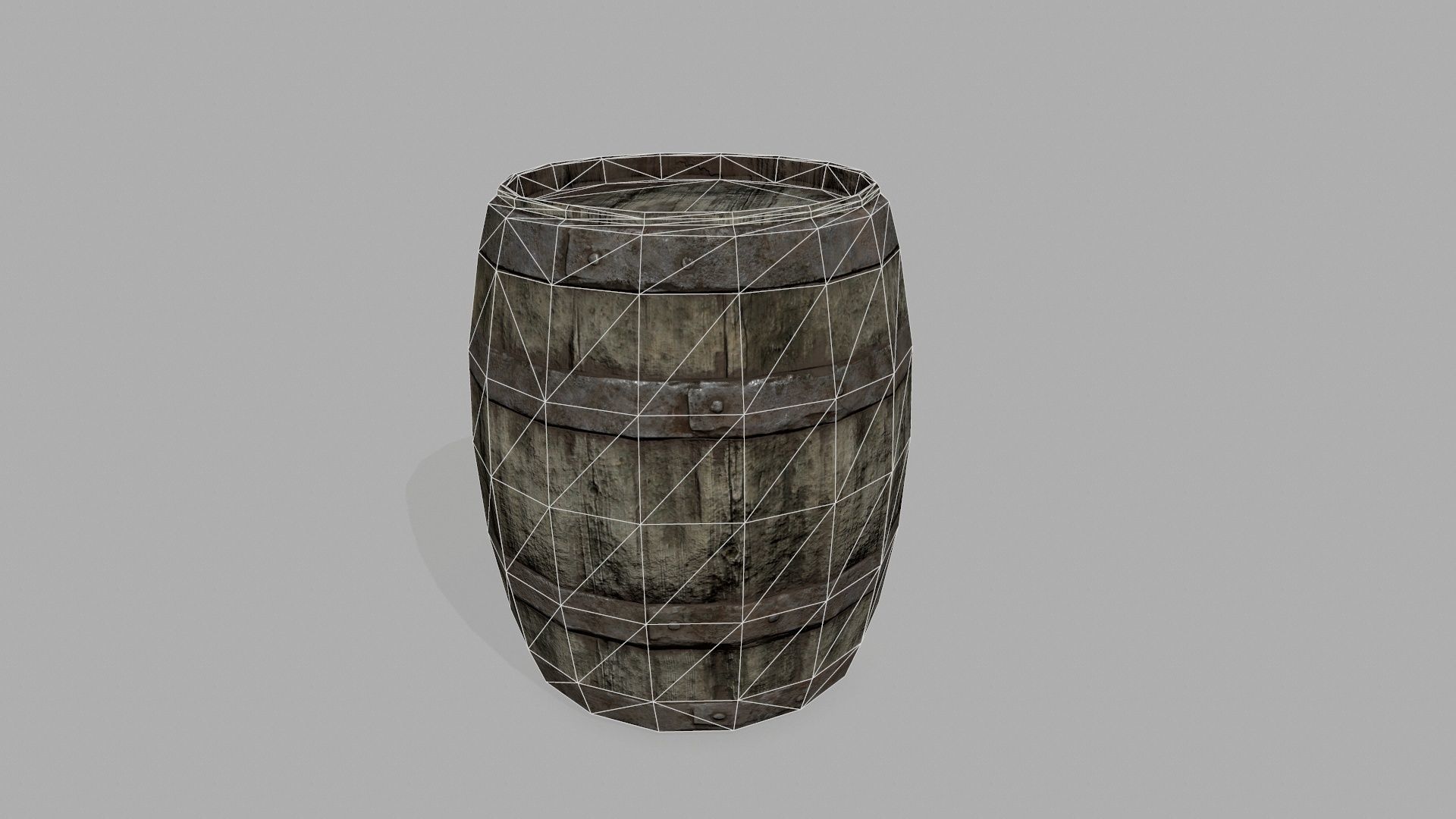 Wooden Barrel Low-poly 3D model_8