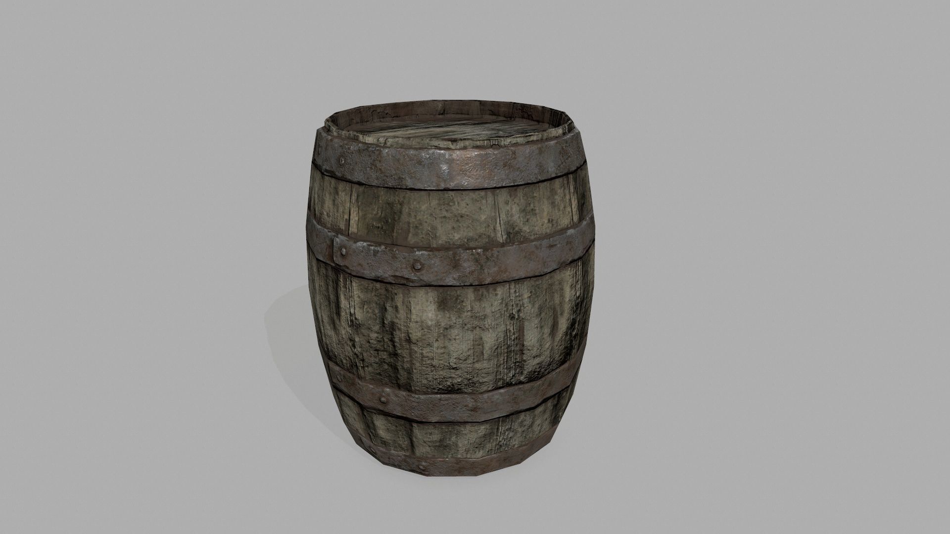 Wooden Barrel Low-poly 3D model_2