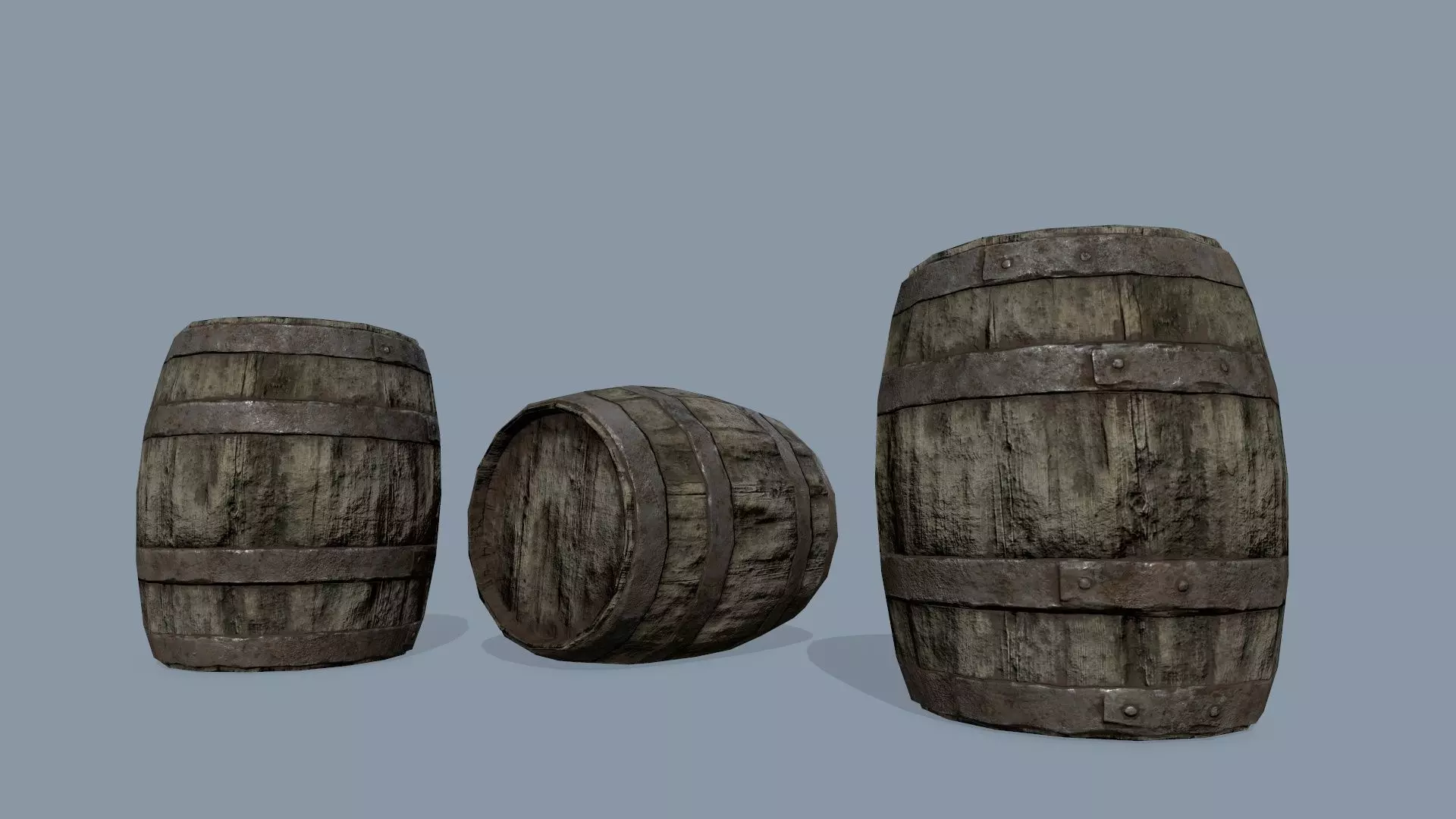 Wooden Barrel Low-poly 3D model_0