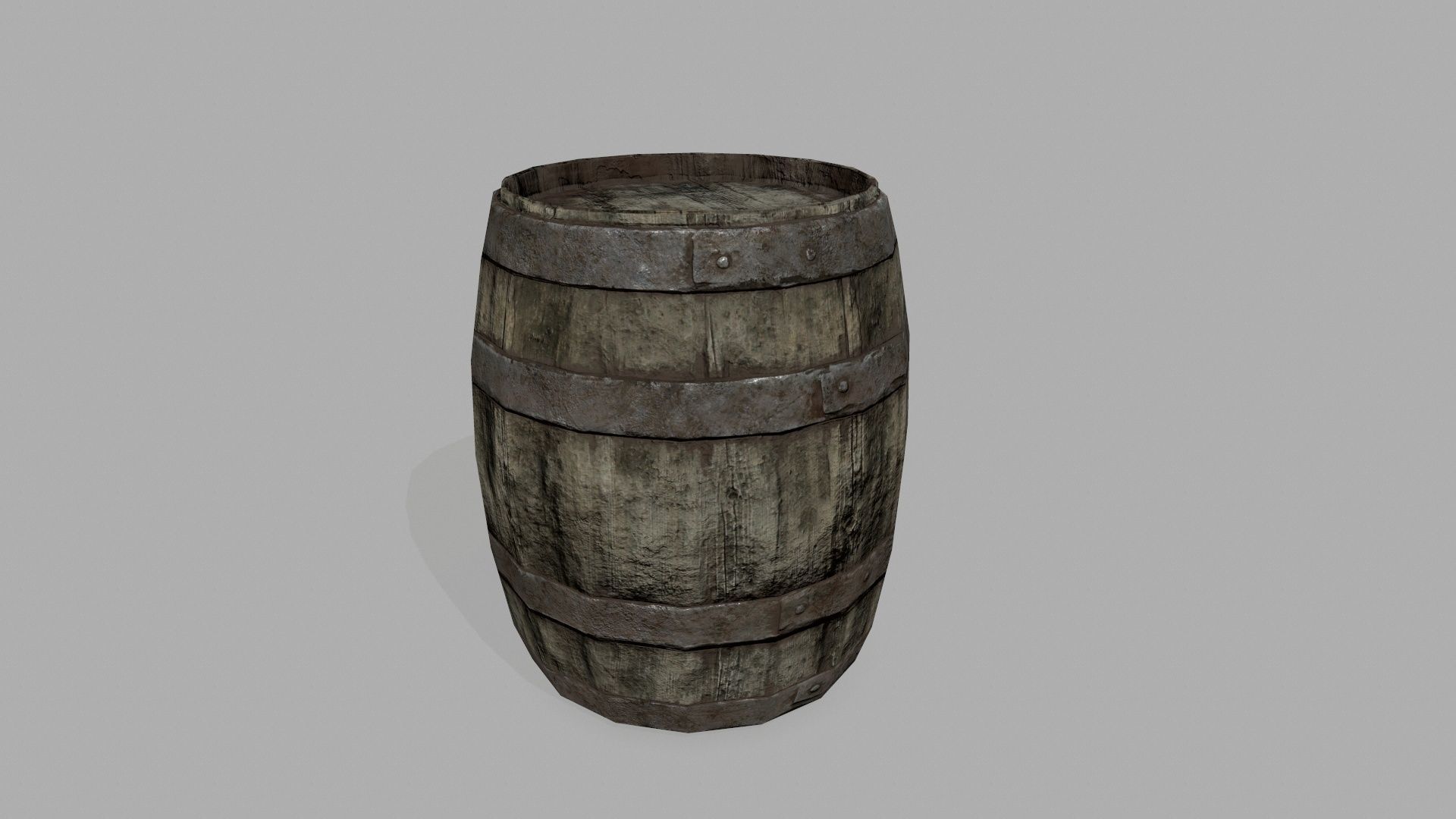 Wooden Barrel Low-poly 3D model_6