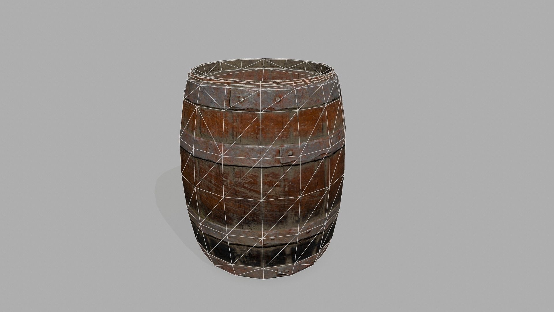 Wooden Barrel Low-poly 3D model_8