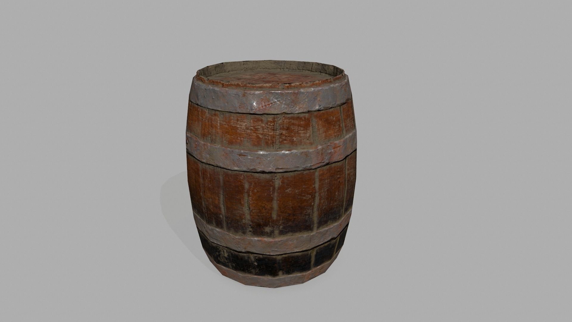 Wooden Barrel Low-poly 3D model_3