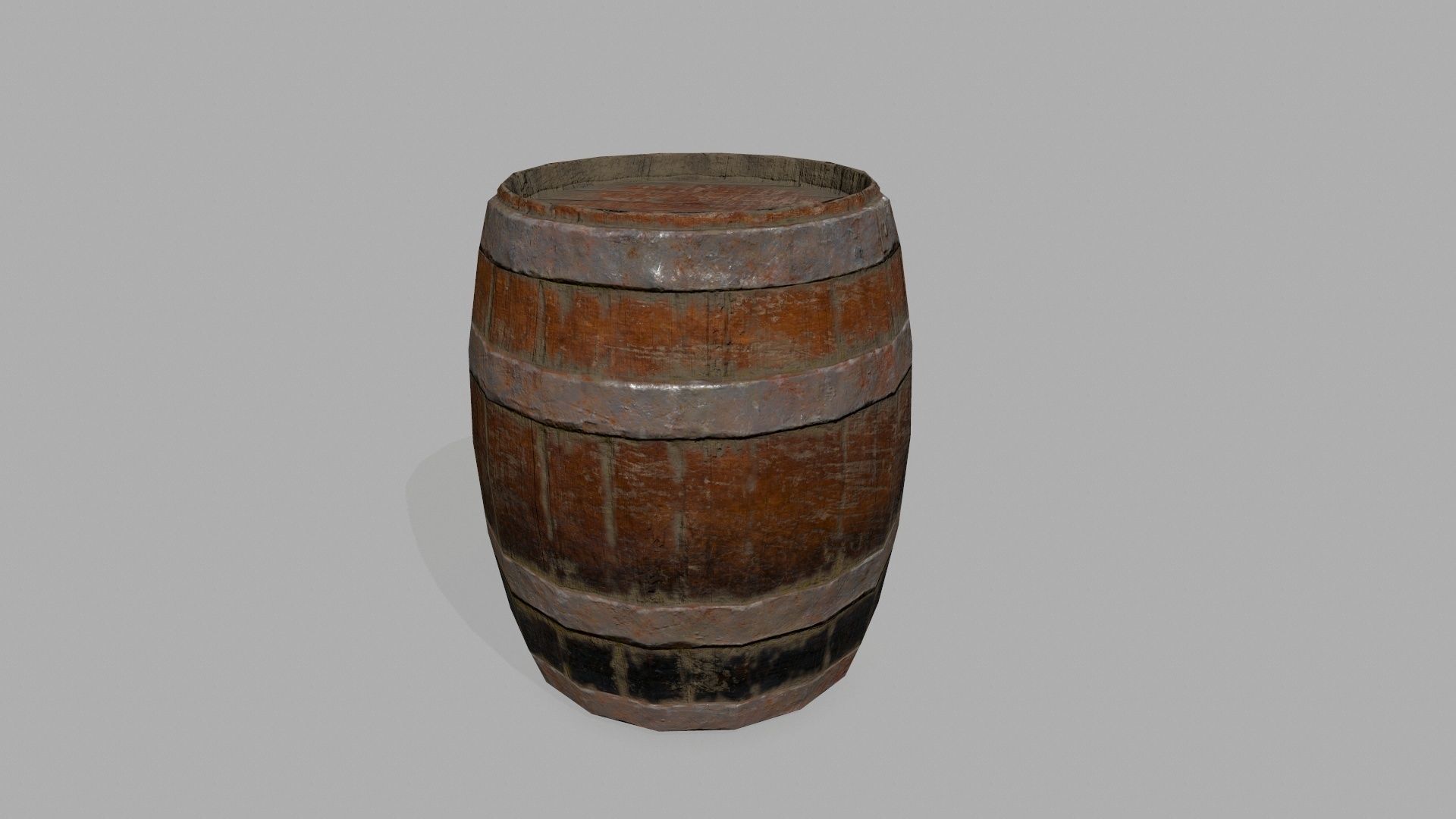 Wooden Barrel Low-poly 3D model_5