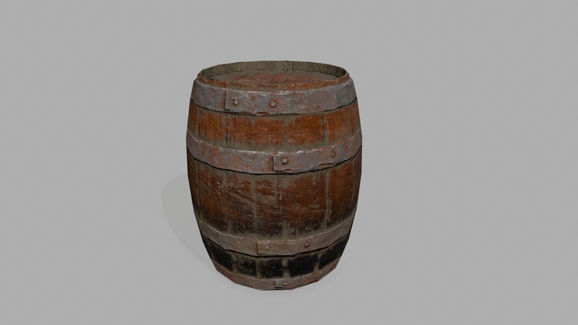 Wooden Barrel Low-poly 3D model_1