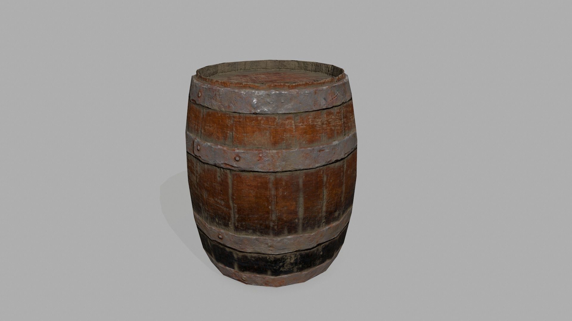 Wooden Barrel Low-poly 3D model_2