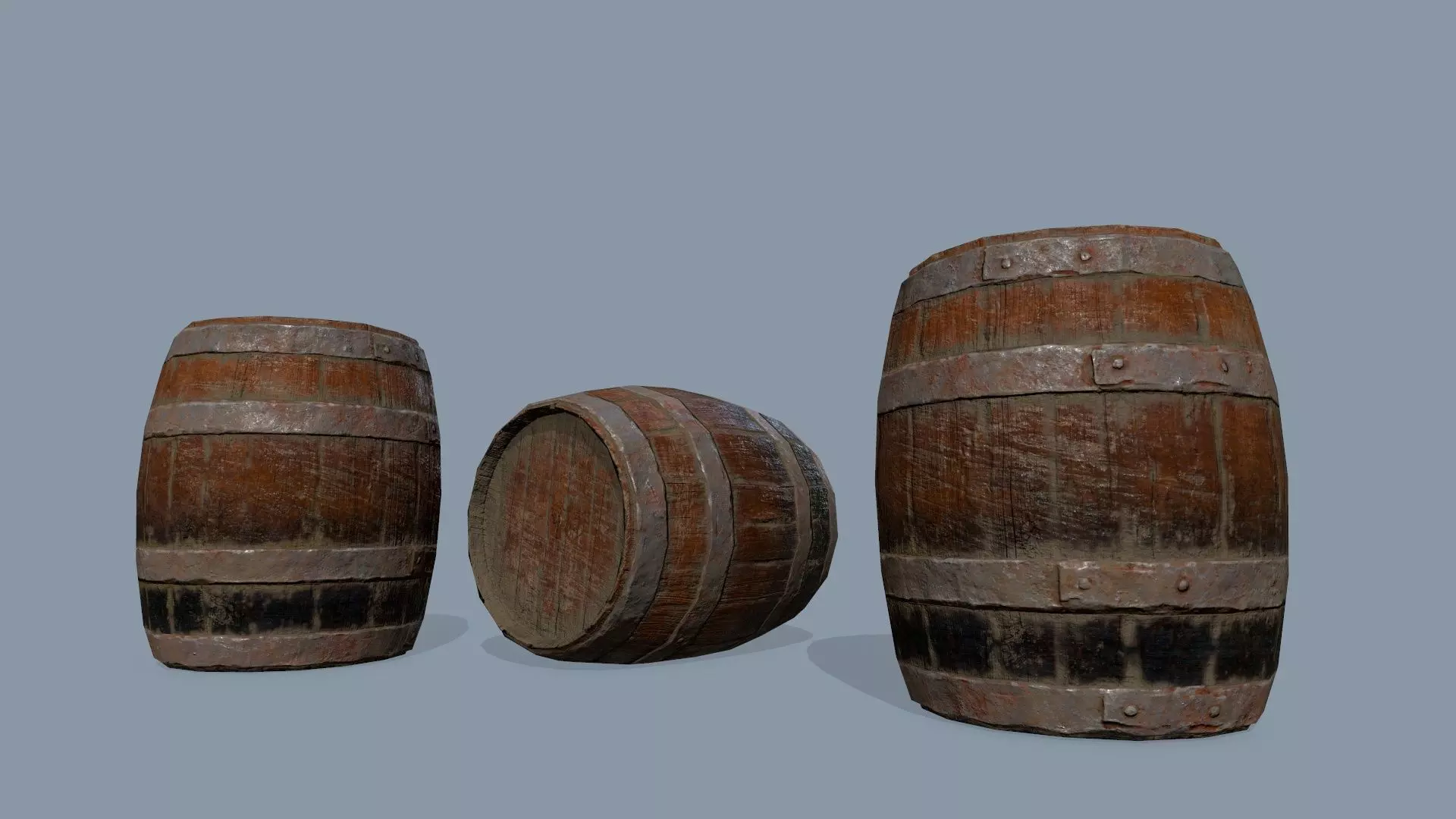 Wooden Barrel Low-poly 3D model_0