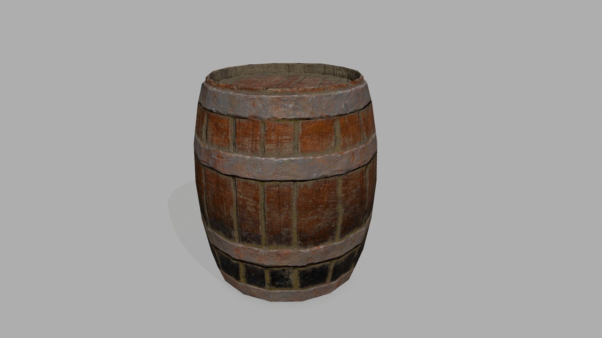 Wooden Barrel Low-poly 3D model_4