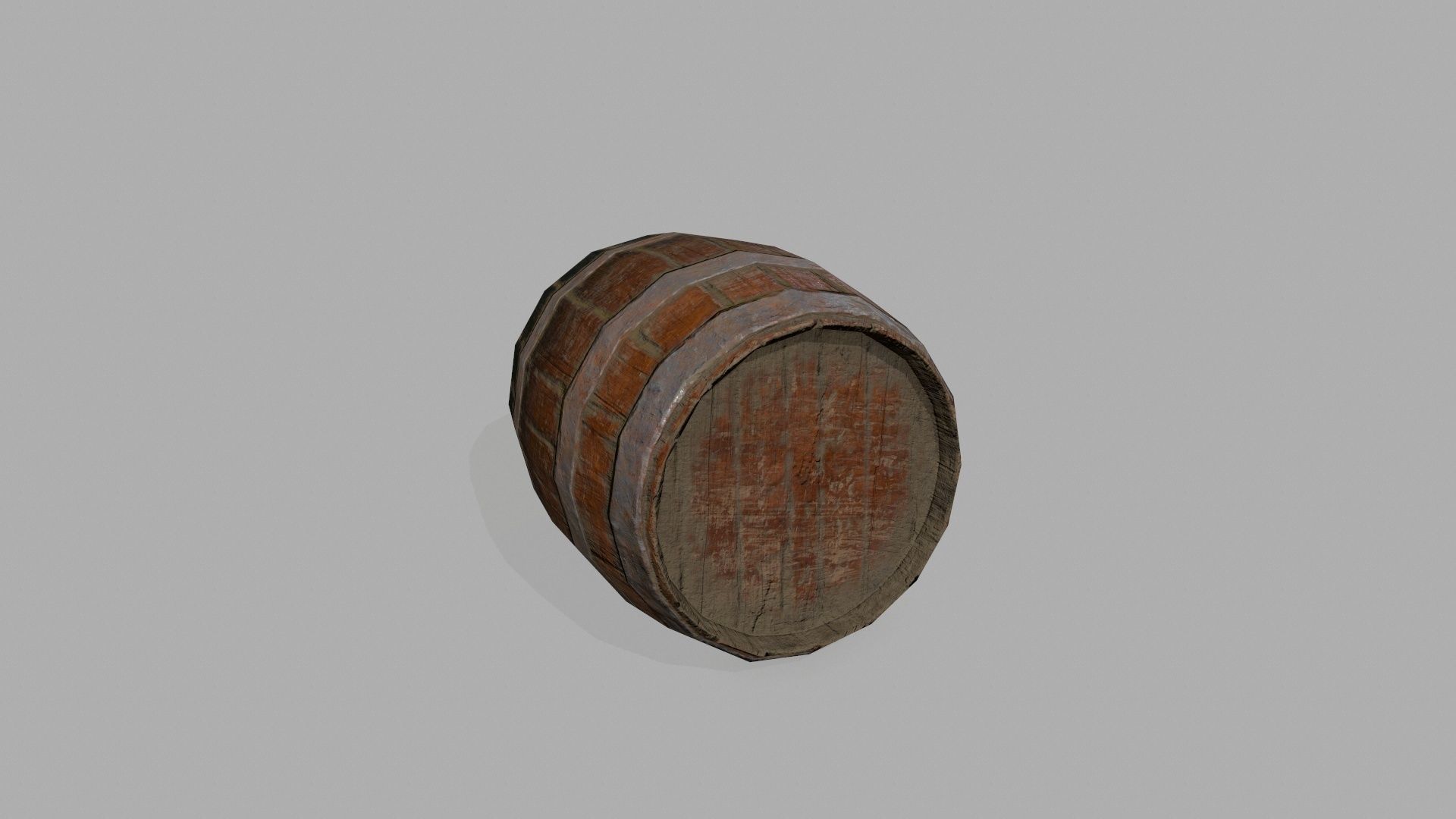 Wooden Barrel Low-poly 3D model_7