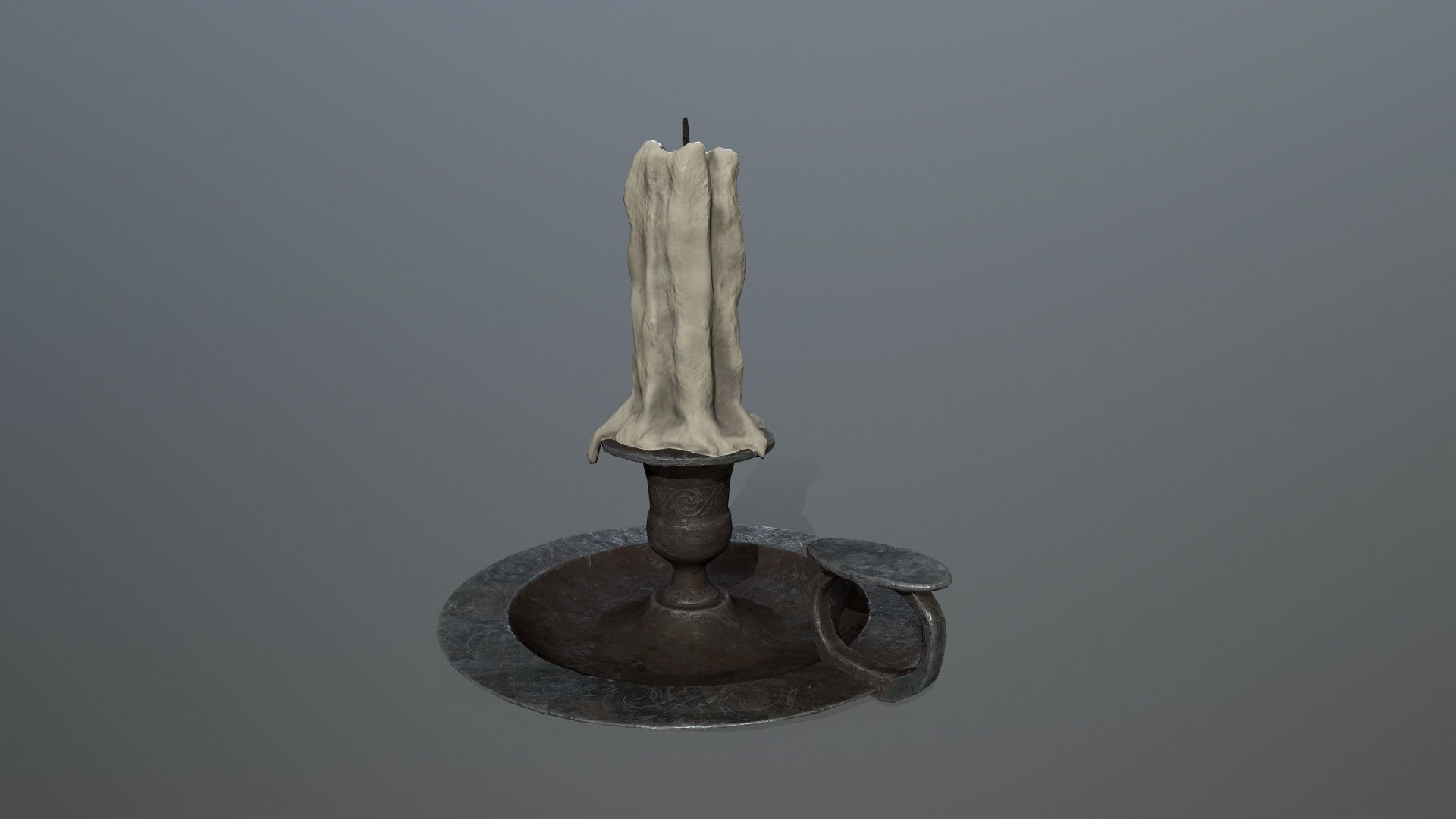 Candlestick candle on metal plate Low-poly 3D model_7