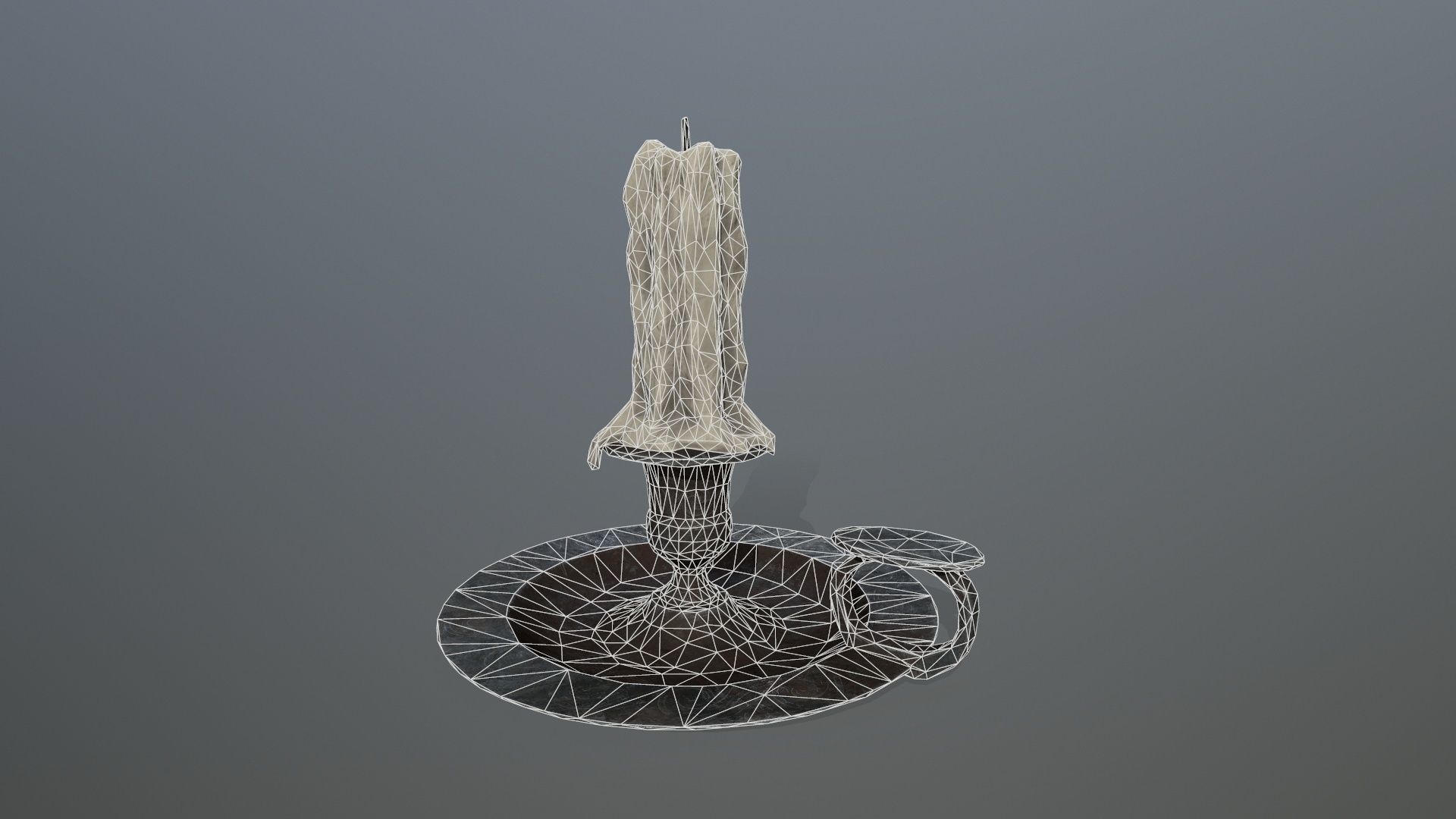 Candlestick candle on metal plate Low-poly 3D model_10