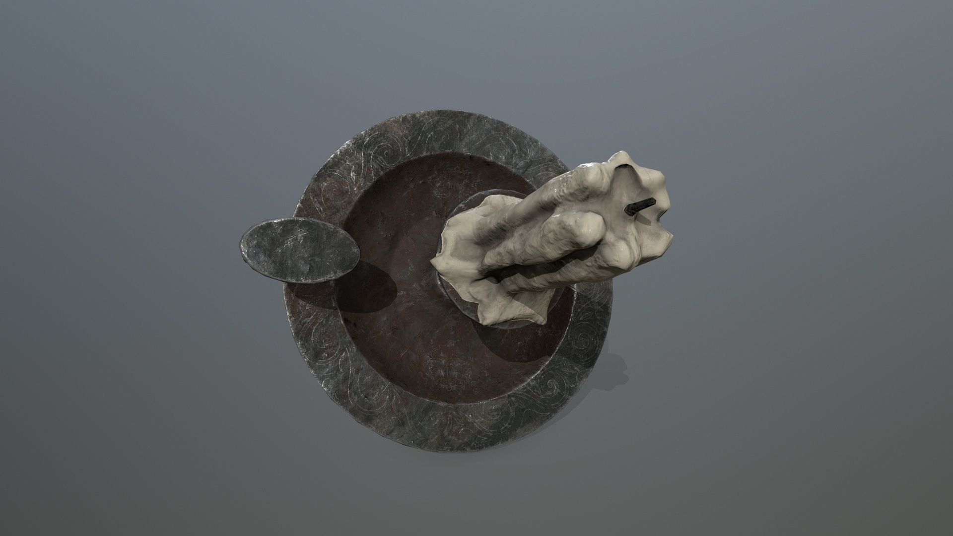 Candlestick candle on metal plate Low-poly 3D model_9