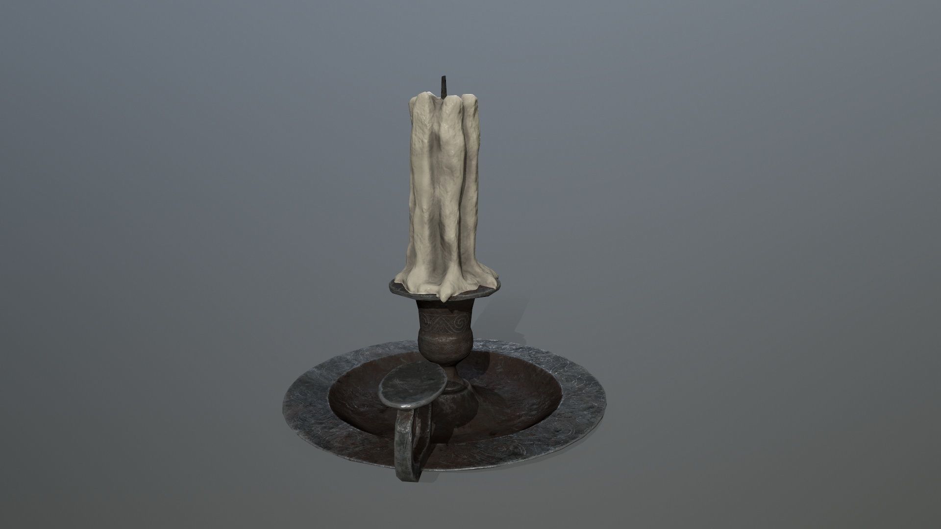 Candlestick candle on metal plate Low-poly 3D model_6