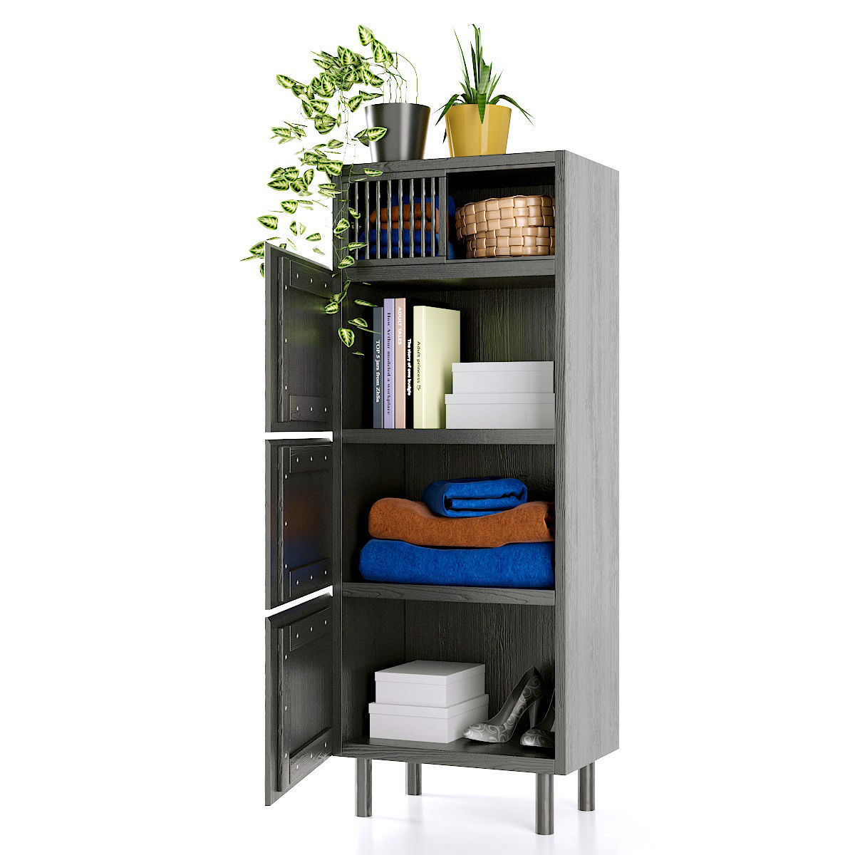 Wardrobe with 3 oak doors BILBAO La redoute 3D model_2