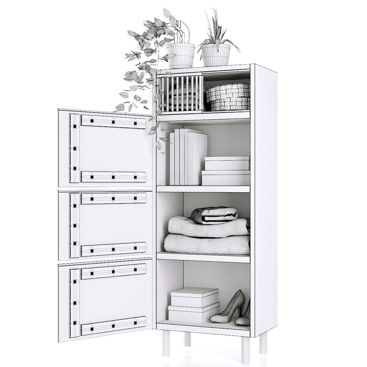 Wardrobe with 3 oak doors BILBAO La redoute 3D model_4